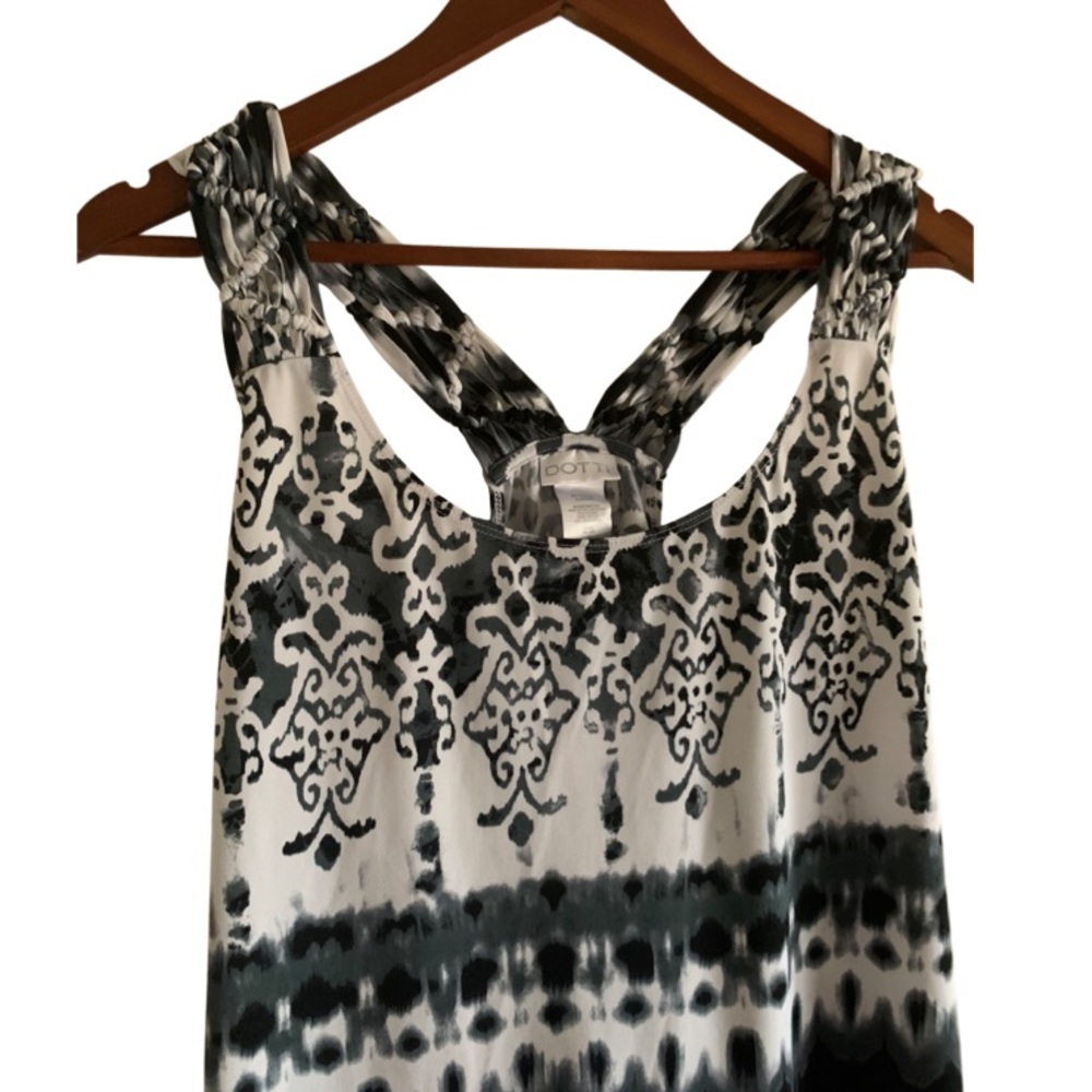 Dotti Black White Tie Dye Ethic Pattern Racerback Dress Coverup Size Med - Picture 10 of 15